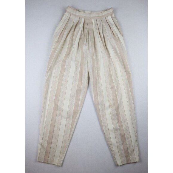 VINTAGE WOMEN'S BEIGE RAINBOW STRIPED PANT SUIT - HEATHER LANE SYNARI - SIZE 11 - Picture 7 of 12